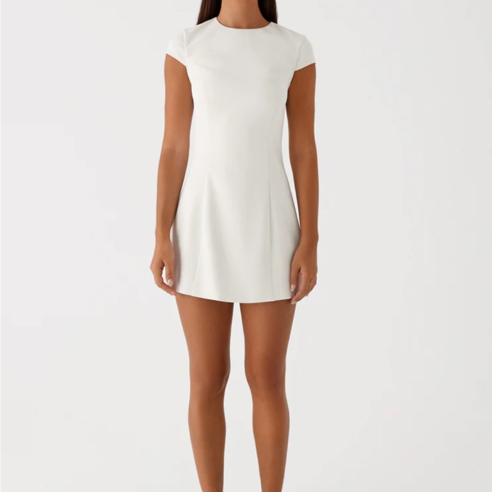 Peppermayo White Cap-Sleeve Mini Dress